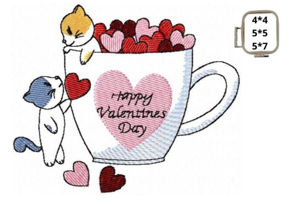 Valentine's Cats in a Cup